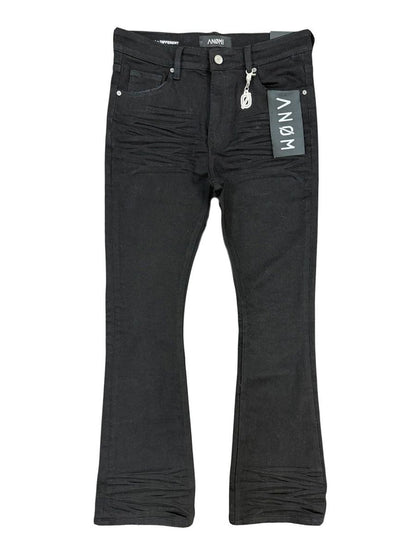 ANOM "Aura" Jet Black Stacked Denim Jeans