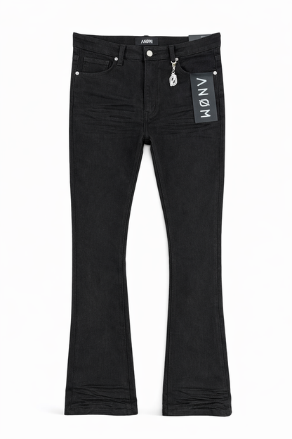 ANOM "Aura" Jet Black Stacked Denim Jeans