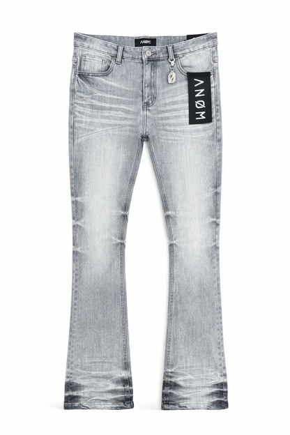 ANOM "Aura" Light Grey Wash Stacked Denim Jeans
