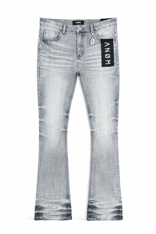 ANOM "Aura" Light Grey Wash Stacked Denim Jeans