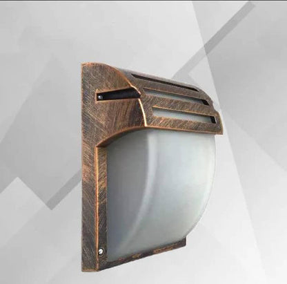 Antique Bronze Outdoor Wall Light with Frosted Glass Dome