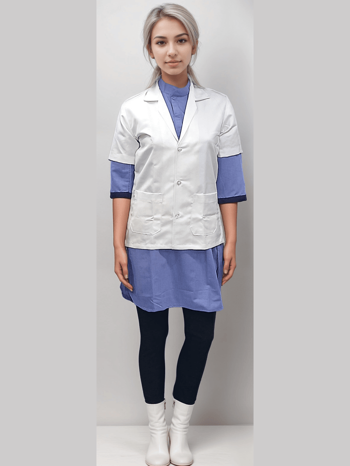 Apron Half Sleeves 3 Button - Stylish Half Sleeve Apron for Comfort and Functionality - J R GARMENTS