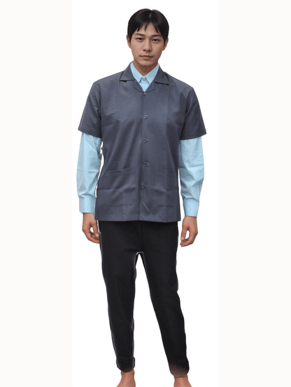 Apron Half Sleeves Grey | HICKORY - Stylish Grey Half Sleeve Apron for Everyday Use - J R GARMENTS