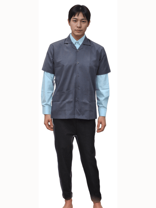 Apron Half Sleeves Grey | HICKORY - Stylish Grey Half Sleeve Apron for Everyday Use - J R GARMENTS