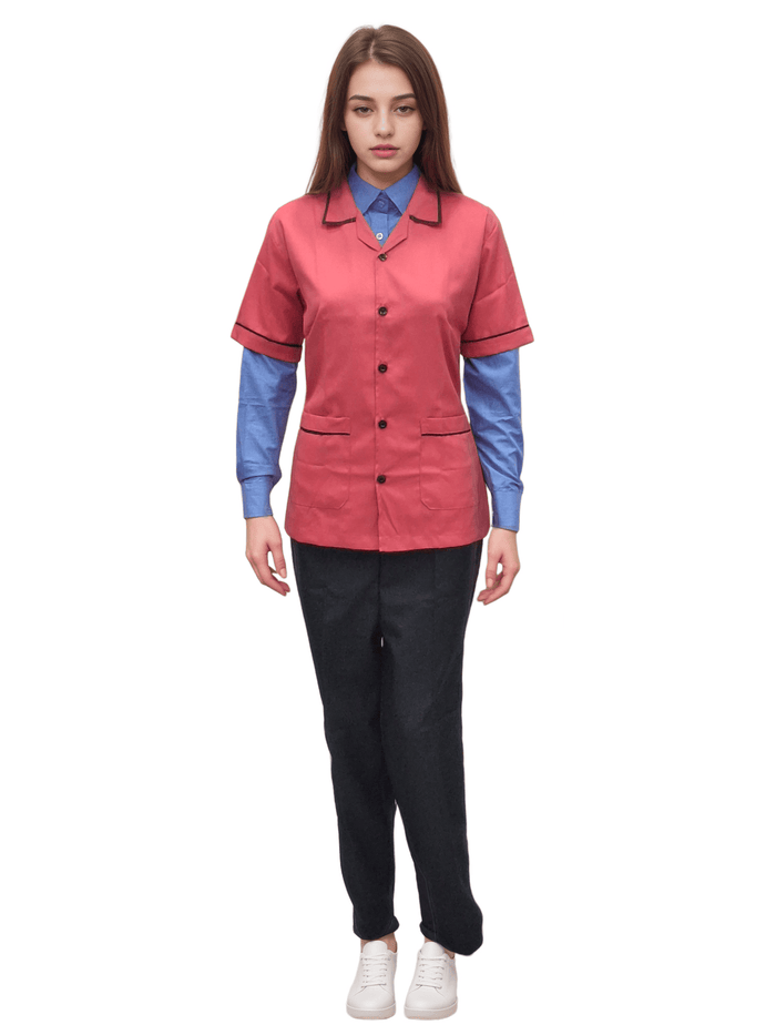 Apron Half Sleeves in Strawberry Colour - Perfect Half Sleeve Strawberry Apron - J R GARMENTS