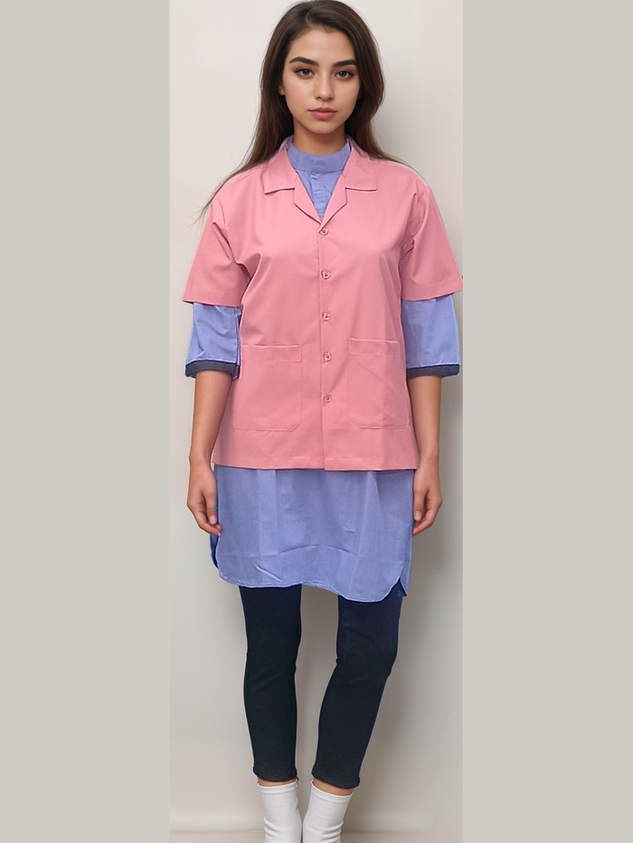 Apron Half Sleeves Pink - Stylish & Functional Pink Half Sleeve Apron - J R GARMENTS