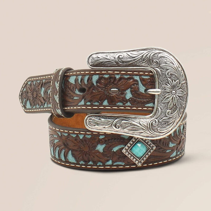 Ariat Fancy Tooled Overlay Belts - Brown