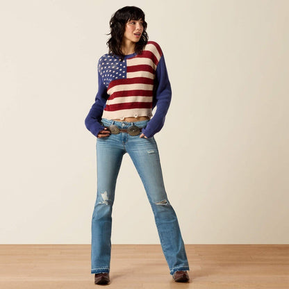 Ariat Womens Americana Sweaters - Indigo Knit