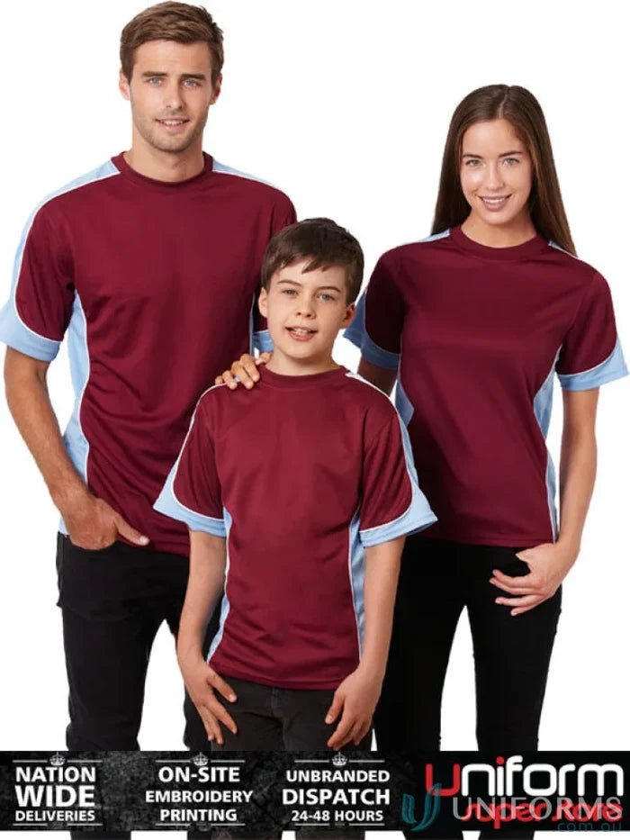 Matching maroon and light blue Auburn Adults Tee with CoolDry moisture management tech