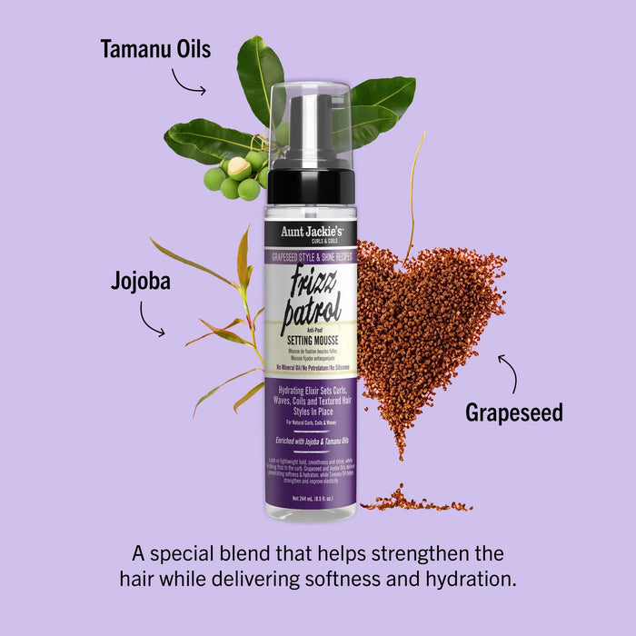 Aunt Jackie's Grapeseed Frizz Patrol Setting Mousse 8.5oz