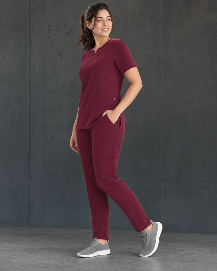 Avery Ladies Slim Leg Scrub Pant CSP943LL burgundy scrub set