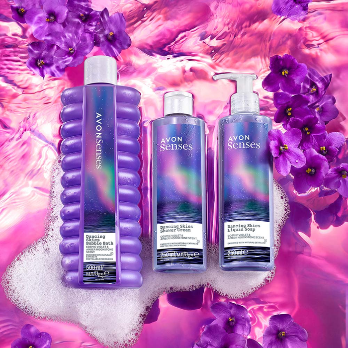 Avon Senses Dancing Skies Shower Cream: Cosmic Violet & Amber Moonstone - 250ml