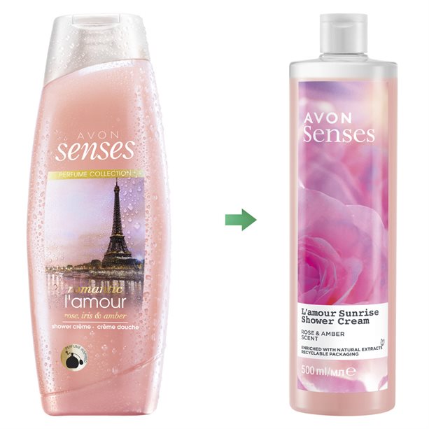 Avon Senses L'Amour Sunrise Rose & Amber Shower Cream - 500ml