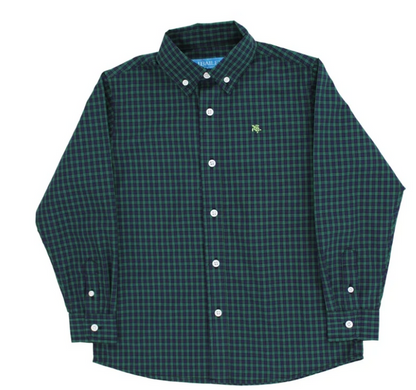 Bailey Boys Button Down Shirt, Stirling - navy and green plaid