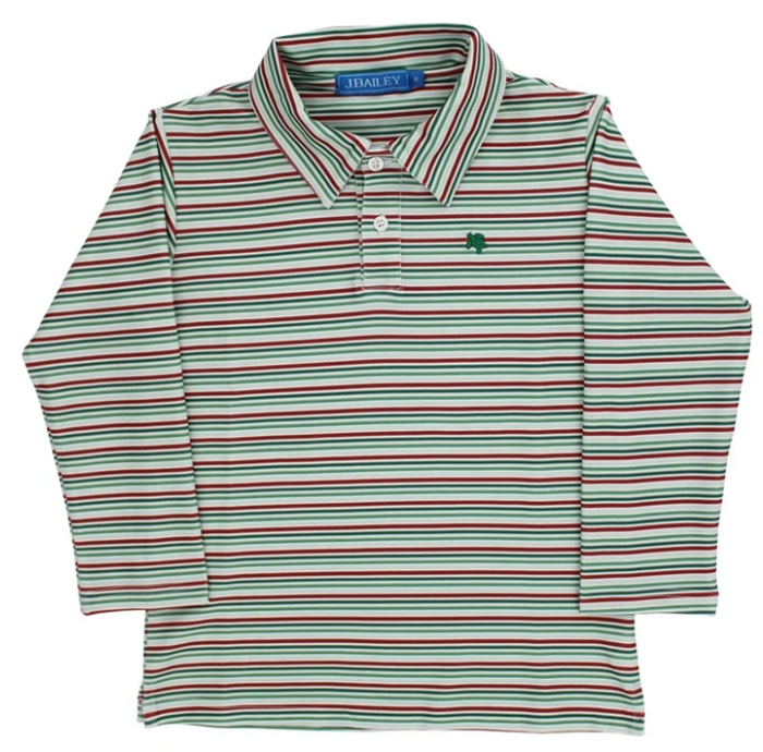Bailey Boys L/S Striped Performance Polo, Holly