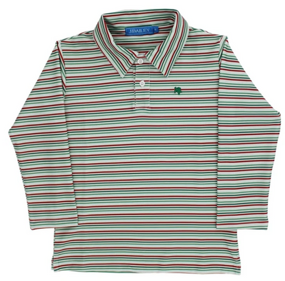 Bailey Boys L/S Striped Performance Polo, Holly