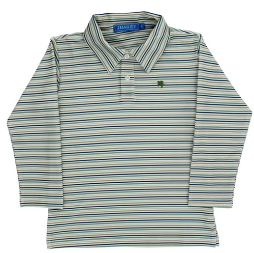 Bailey Boys L/S Striped Performance Polo, Olive