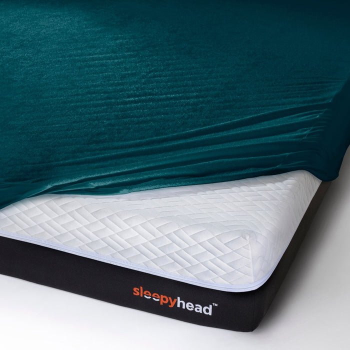 Bamboo|Feel|Terry|Fabric|Waterproof|Mattress|Protector|72|36|inches|Single|Size|Deep|Teal