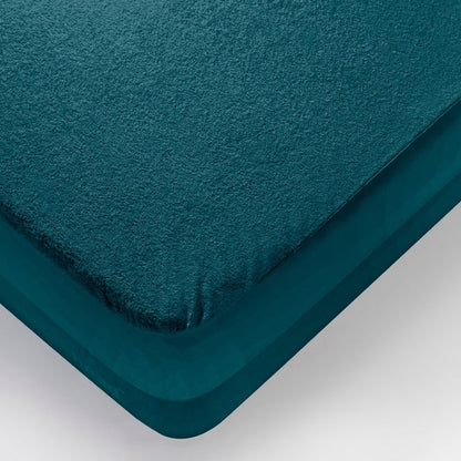 Bamboo|Feel|Terry|Fabric|Waterproof|Mattress|Protector|72|48|inches|Double|Size|Deep|Teal