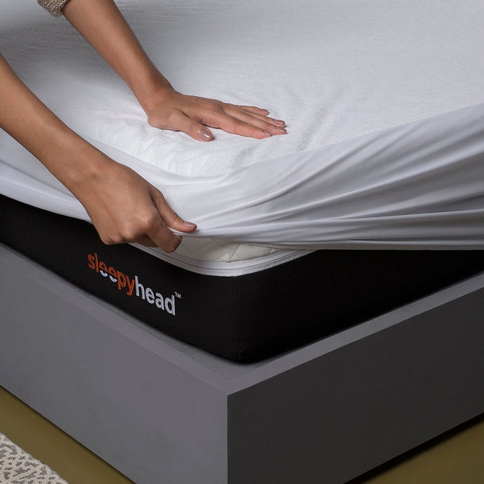 Bamboo|Terry|Waterproof|Mattress|Protector|72|72|inches|King|Size|White
