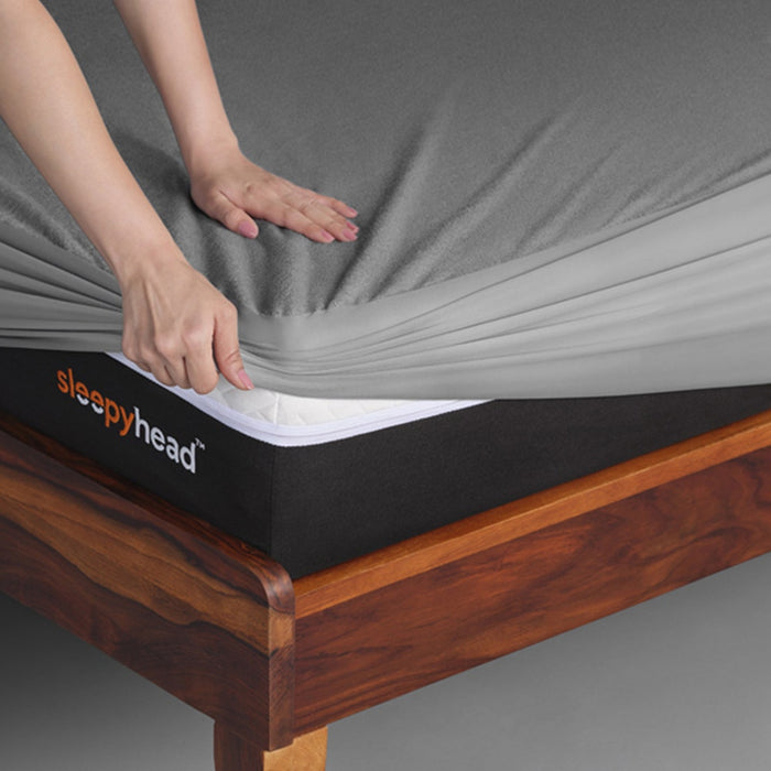 Bamboo|Terry|Waterproof|Mattress|Protector|75|36|inches|Single|Size|Grey