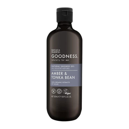 Baylis & Harding Goodness Men's Amber & Tonka Bean Shower Gel, 500ml