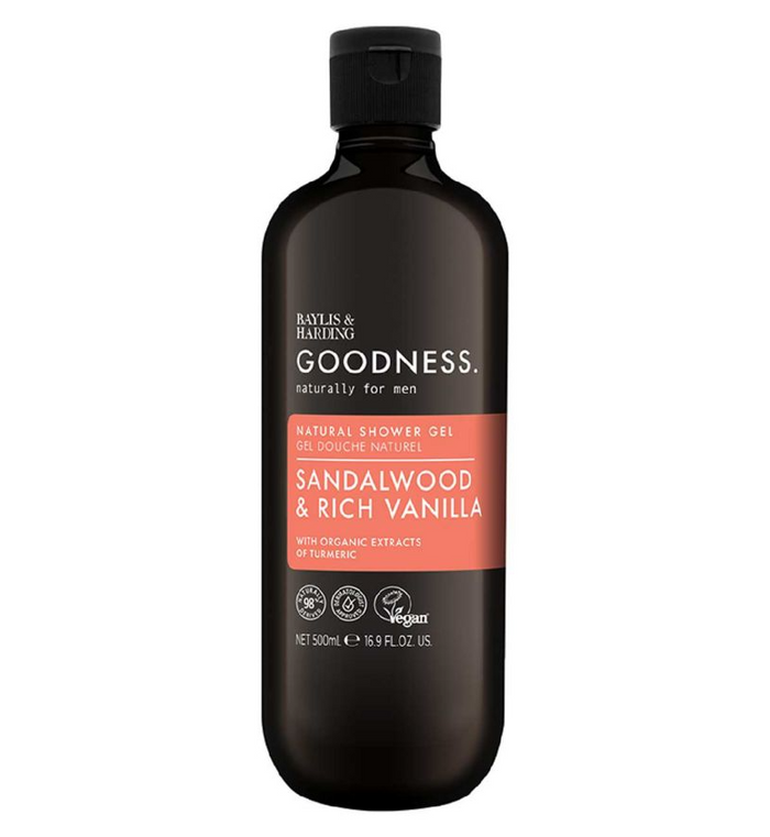 Baylis & Harding Goodness Mens Sandalwood & Rich Vanilla Shower Gel, 500ml
