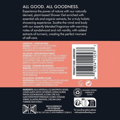 Baylis & Harding Goodness Mens Sandalwood & Rich Vanilla Shower Gel, 500ml