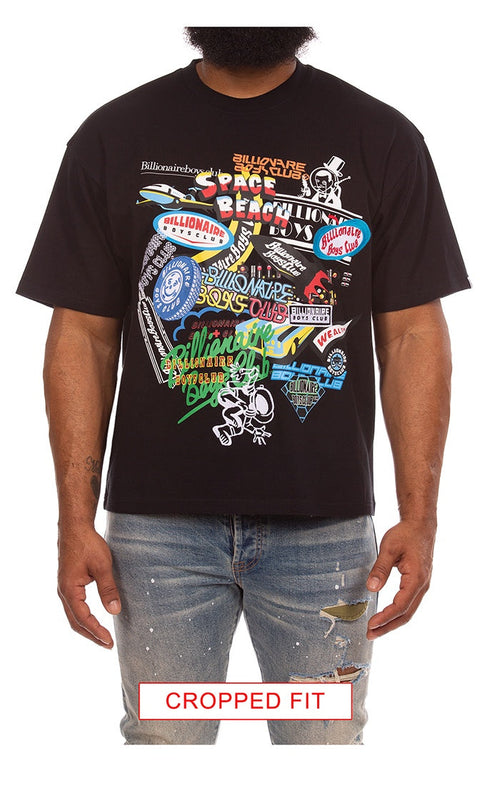 Black Billionaire Boys Club SS Knit Cropped Top with logo design and ribbed texture