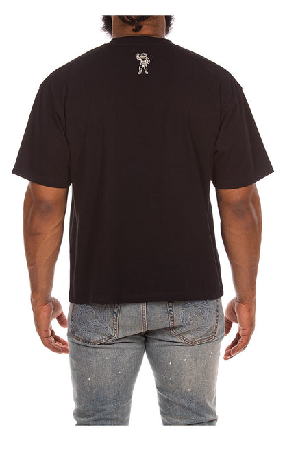 Black BB Billionaire Boys Club short-sleeve knit cropped shirt featuring logo embroidery and comfortable fit
