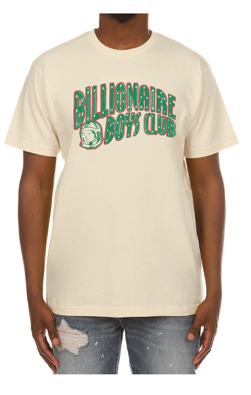 A close-up image of the Billionaire Boy's Club Winter White BB Curse SS Tee with style number 851-6210, showcasing its clean white fabric and simple yet stylish design