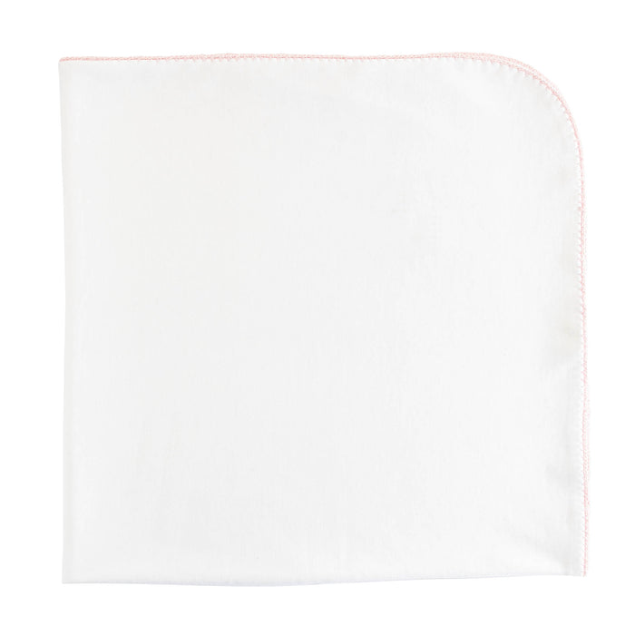 BCC White Receiving Blanket/Pink Crochet Trim