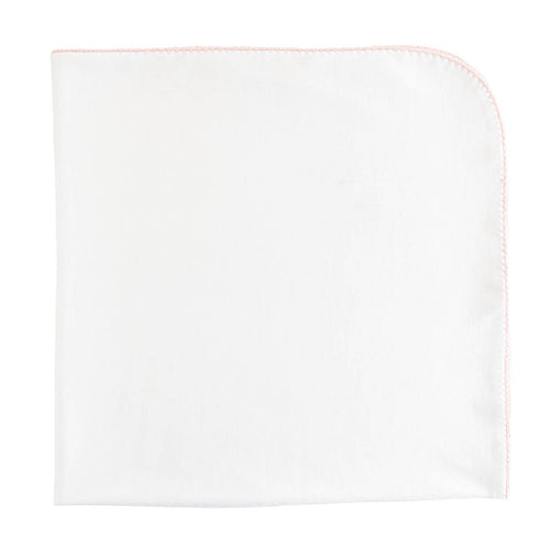 BCC White Receiving Blanket/Pink Crochet Trim