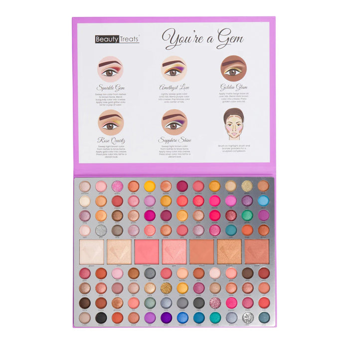 Beauty Treats You're a Gem Ultimate Glam Booklet Eyeshadows & Face Powders Palette 103 Colors - ikatehouse
