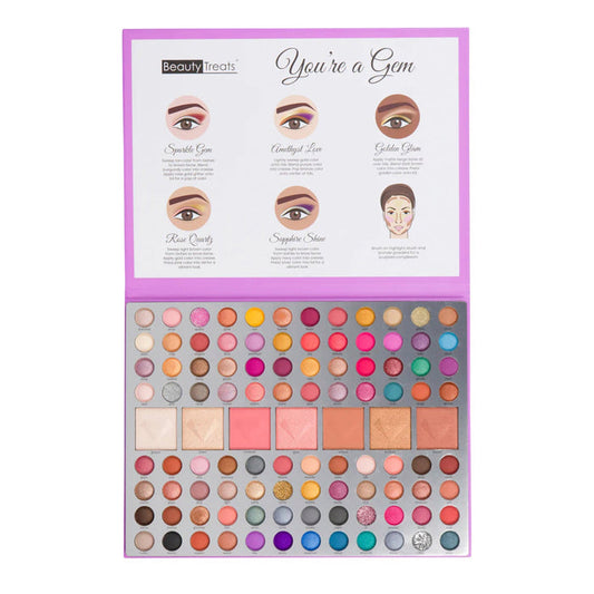 Beauty Treats You're a Gem Ultimate Glam Booklet Eyeshadows & Face Powders Palette 103 Colors - ikatehouse