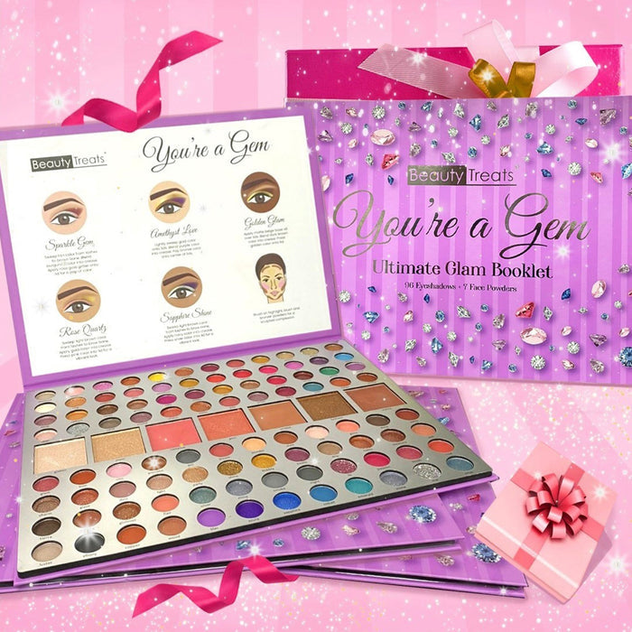 Beauty Treats You're a Gem Ultimate Glam Booklet Eyeshadows & Face Powders Palette 103 Colors - ikatehouse