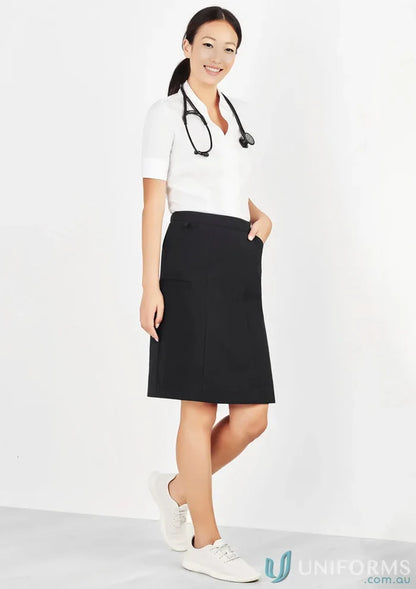 Biz Collection CL956LS-1 Bizcare Comfort Waist Cargo Skirt in Black front product image