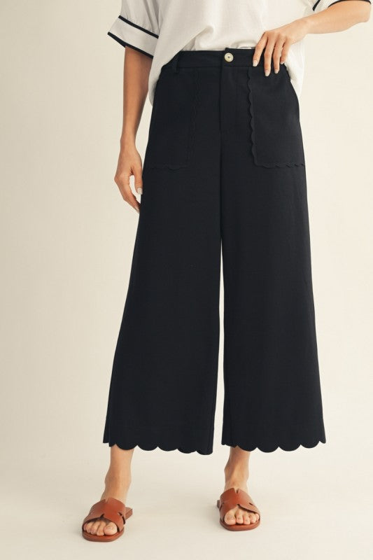 Black Scalloped Pants