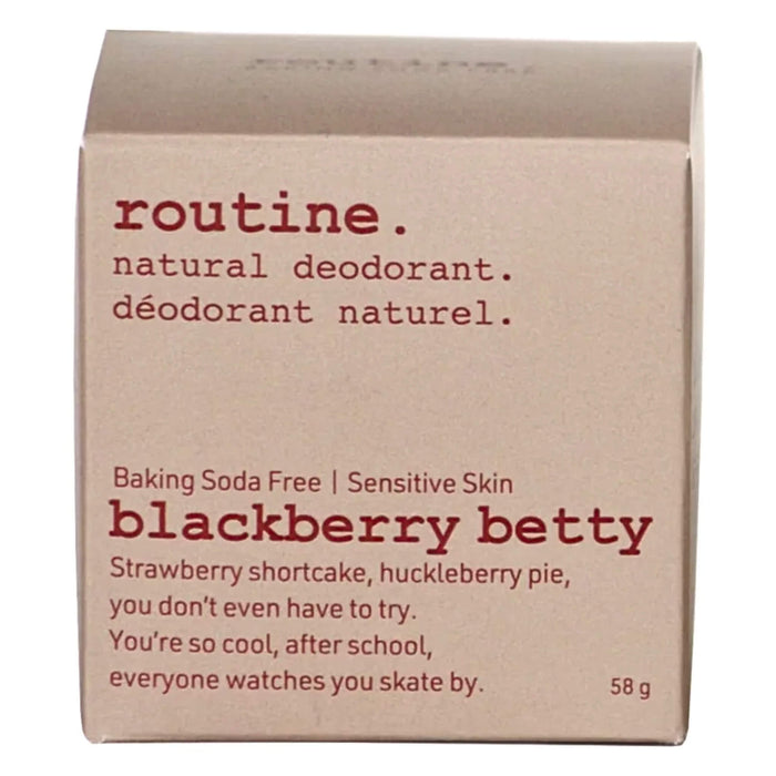 Package of Routine. Blackberry Betty (Baking Soda Free) Deodorant 58g