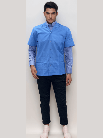 Blue Half Sleeve Apron for Industrial and Housekeeping Team - J R GARMENTS