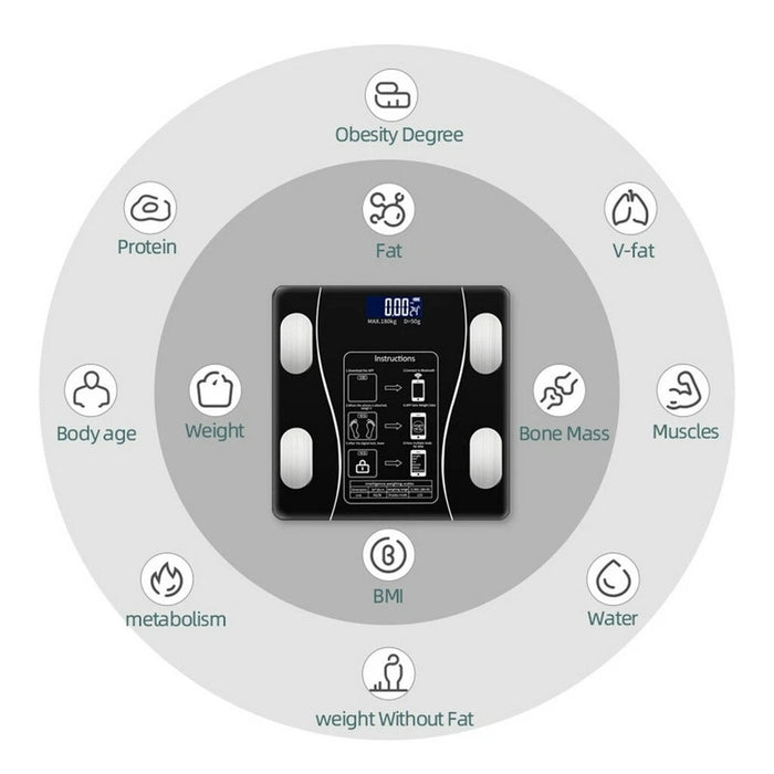 Body Fat Scale 180kg Bluetooth Smart BMI Digital Bathroom Wireless Weight Scales 🇨🇳