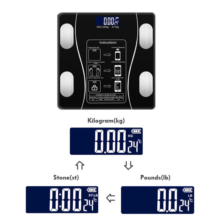 Body Fat Scale 180kg Bluetooth Smart BMI Digital Bathroom Wireless Weight Scales 🇨🇳