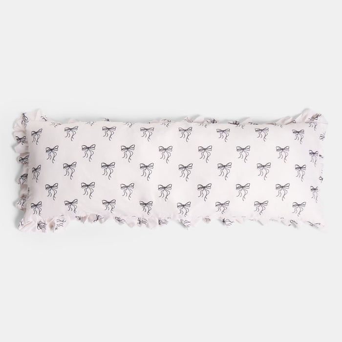 Bow Print Frill Edge Bolster Pillow - Monochrome 🇬🇧