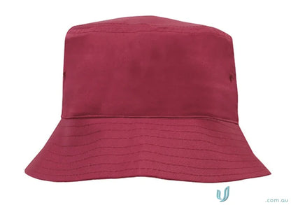 Red bucket hat for kids, perfect for uniforms or workwear, check our faq link