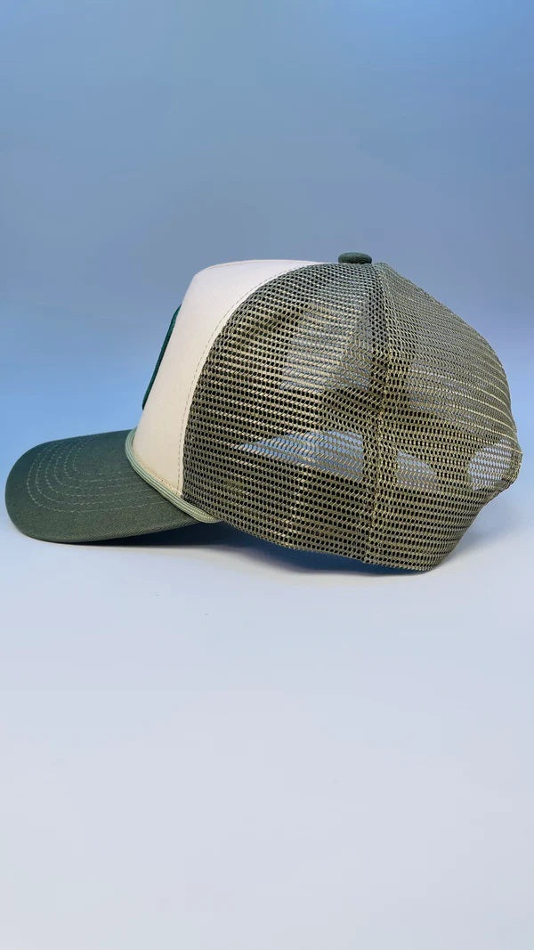 Buck Your Ideas Bucking Trucker Cap - Sage/ Cream
