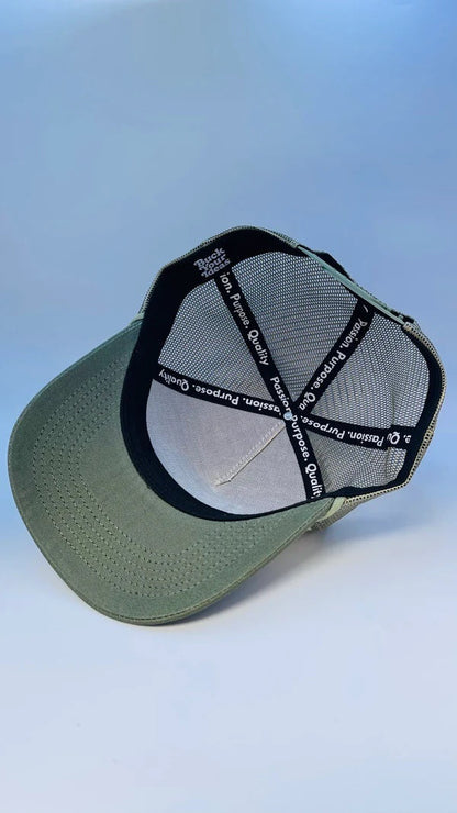 Buck Your Ideas Bucking Trucker Cap - Sage/ Cream