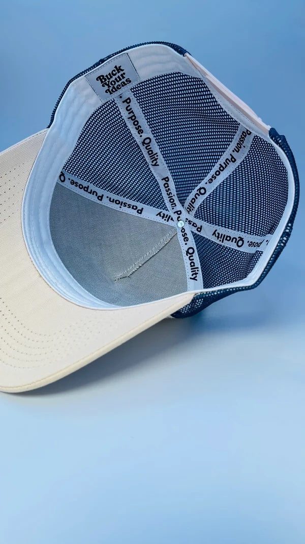 Buck Your Ideas Trucker Cap - Cream / Blue