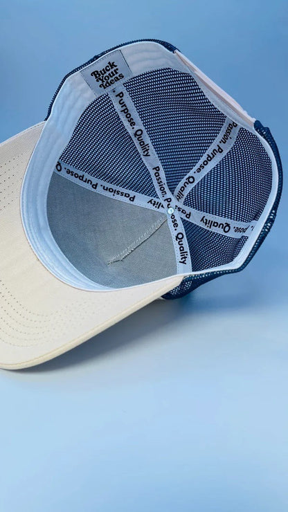 Buck Your Ideas Trucker Cap - Cream / Blue