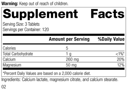 Calcium Lactate, 360 Tablets Supplement Facts