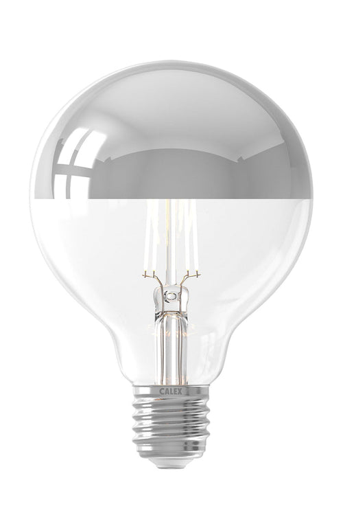Calex Top Mirror Bulb - E27 - Filament - G95 - Chrome - 3.5W -Dimmable